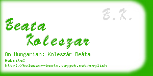 beata koleszar business card